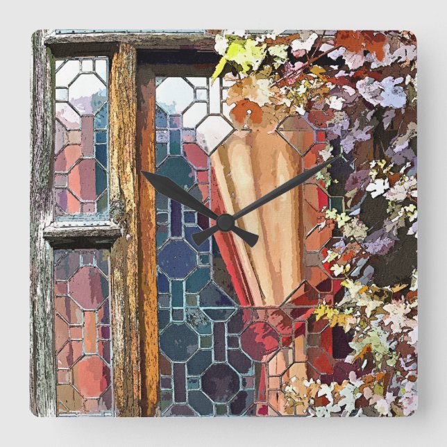 VICTORIAN ENGLAND SQUARE WALL CLOCK (Front)