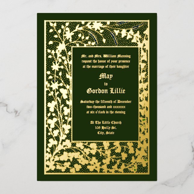 Victorian Era 1845 Vine & Clover Foliage Wedding (Front)
