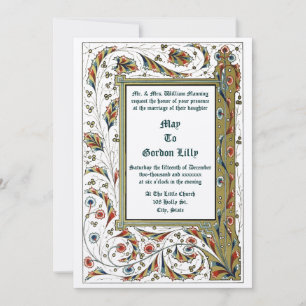 Victorian Era 1846 Medieval Style Wedding Invitation