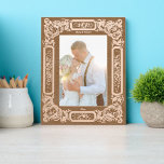 Victorian Era 1850 Rose Floral Border<br><div class="desc">This etched wooden frame was derived from an antique Victorian era 1850 rose floral border print. You can easily personalise the text in this design template.</div>