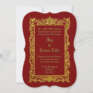Victorian Era 1860 Doves On Gold Floral Border Invitation