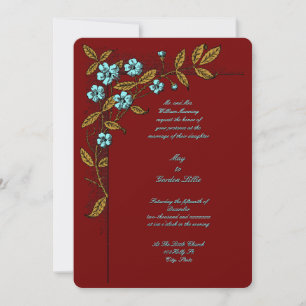 Victorian Era 1896 Botanical Floral Vine Wedding Invitation