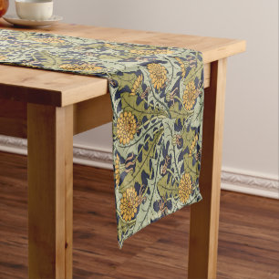 Victorian Era Art Nouveau Dandelion Flower Pattern Short Table Runner