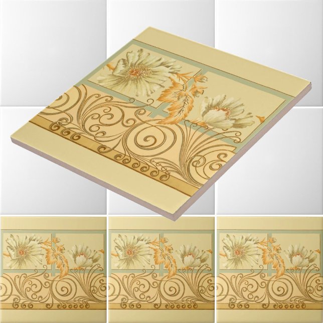 Victorian Era Art Nouveau Floral Scroll Frieze Tile (Creator Uploaded)