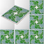 Victorian Era Art Nouveau Four Fish Pattern Tile<br><div class="desc">This is a digitally enhanced print pattern design derived from an antique Victorian era art nouveau or arts and crafts style fish design by Maurice Pillard Verneuil. You can customise the background colour.</div>