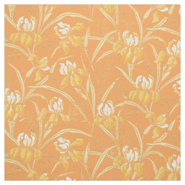 Victorian Era Art Nouveau Iris Floral Pattern Fabric (Swatch)
