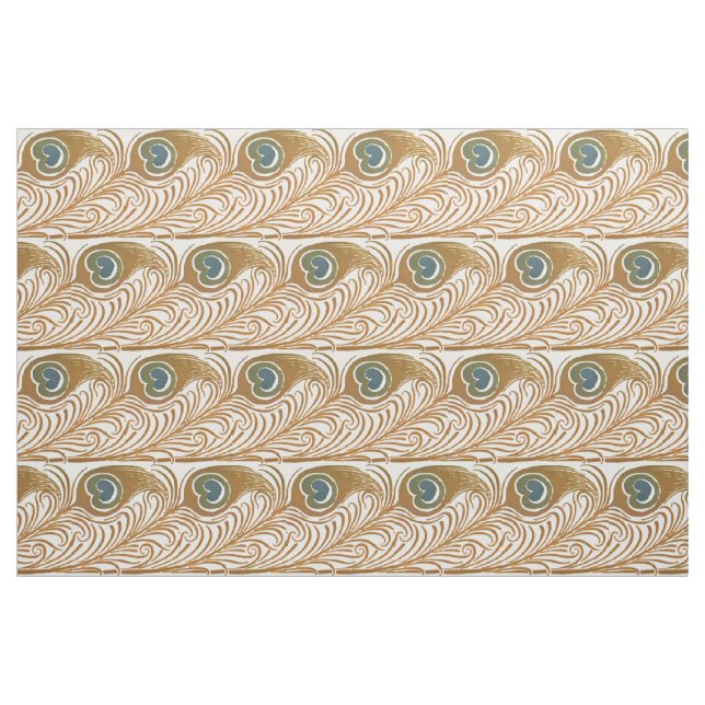 Victorian Era Art Nouveau Peacock Feather Pattern Fabric (Fat Quarter)