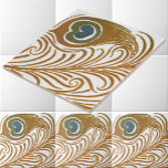 Victorian Era Art Nouveau Peacock Feather Pattern Tile<br><div class="desc">This is a digitally enhanced print pattern design derived from an antique Victorian era art nouveau peacock feather design by Maurice Pillard Verneuil. You can customise the background colour.</div>