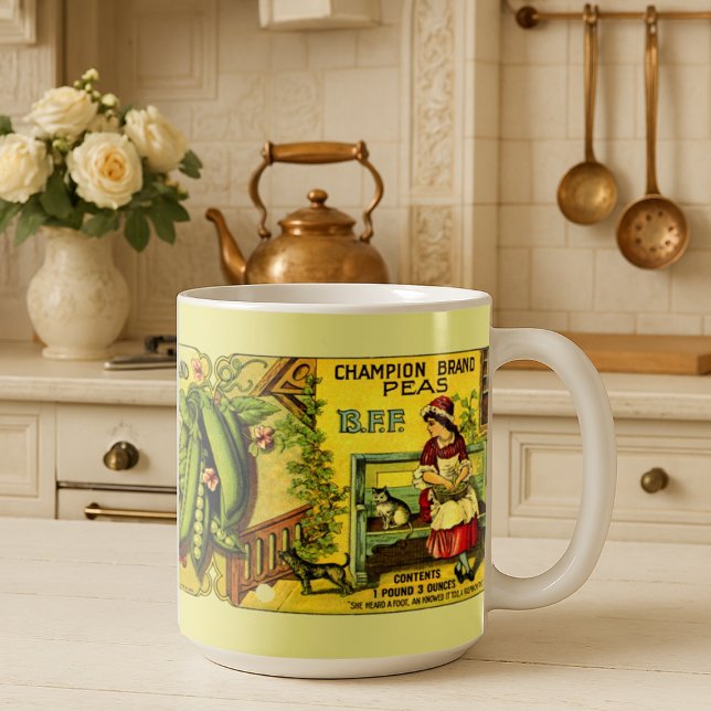 Victorian Era Canned Peas Label Coffee Mug (Creator Uploaded)