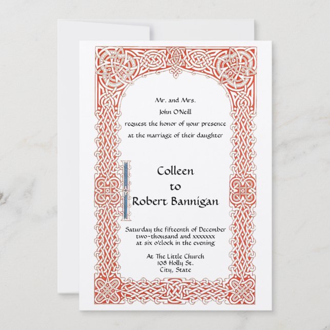 Victorian Era Celtic Knots Border Wedding Invitation (Front)