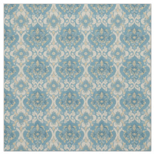 Victorian Era Design Blue & Yellow Fabric