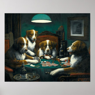 Victorian Era Dogs Playing Poker by Coolidge Poster