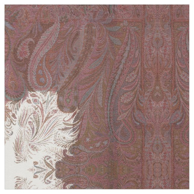 Victorian Era European Paisley Pattern Print Fabric (Close Up)