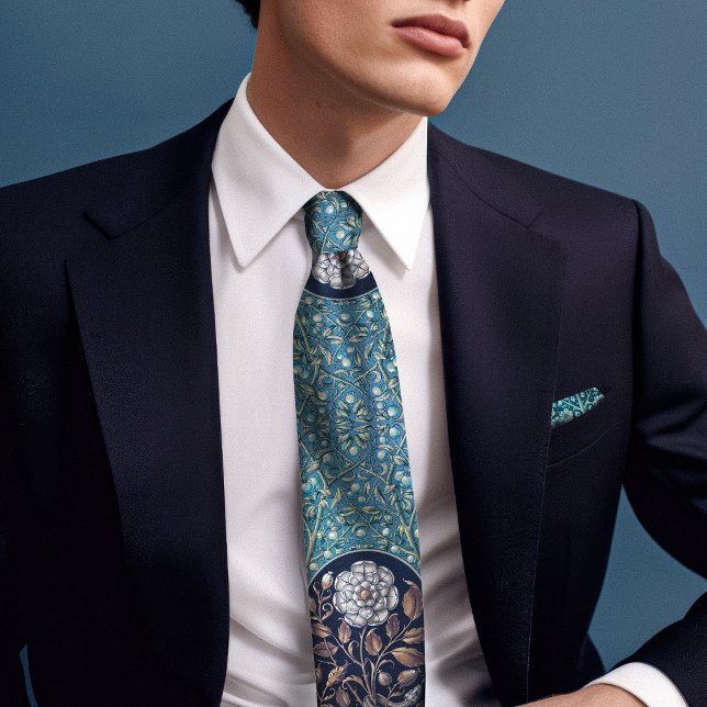 Victorian-Era Floral Rose Snake Snowberry Men's Tie (Creator Uploaded)