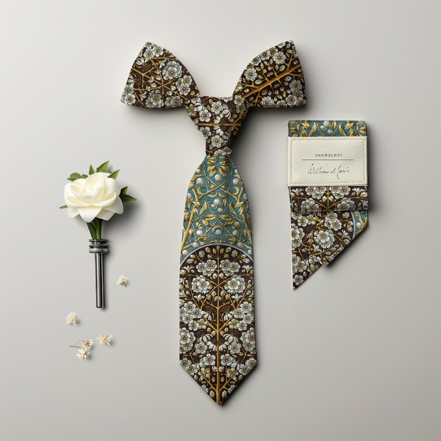 Victorian-Era Floral Snowberry Men's Tie (Creator Uploaded)