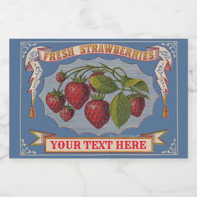Victorian Era Fresh Strawberries Template Food Label (Single Label)