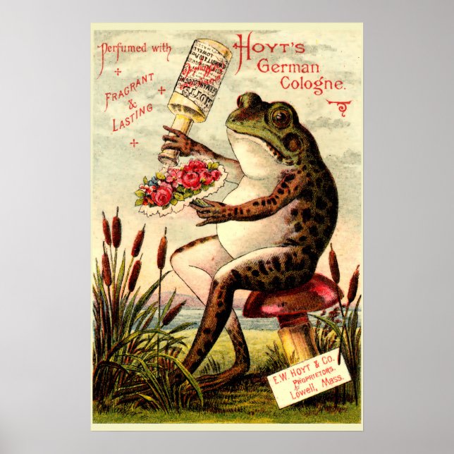 Victorian Era Frog on Toadstool Perfume Ad Poster (Front)