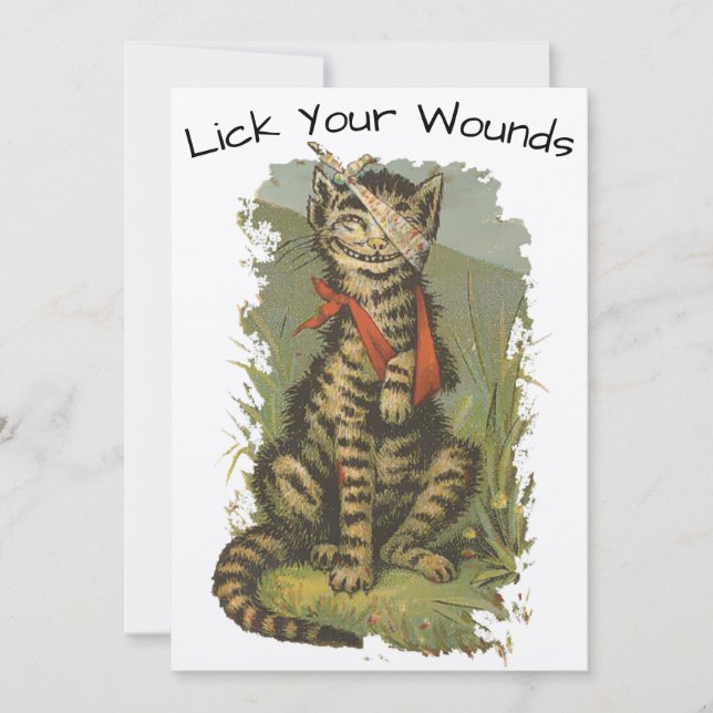 Victorian Era Funny Cat Get Well Card Template (Front)