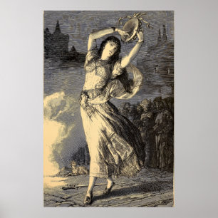 Victorian Era Gypsy Tambourine Girl Poster