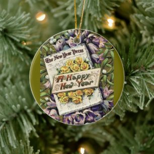 Victorian Era Happy New Year Ornament Decoration