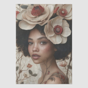 Victorian Era Lady Floral Headdress Decoupage Tissue Paper