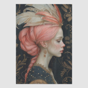 Victorian Era Lady Floral Headdress Decoupage Tissue Paper