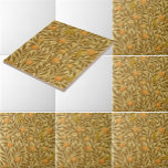 Victorian Era Orange Fruit Blossoms Birds Pattern Tile<br><div class="desc">This is a digitally enhanced print pattern derived from an antique Victorian era ca. 1880 English wallpaper pattern of orange tree boughs with fruit,  blossoms,  and birds. You can customise the background colour.</div>