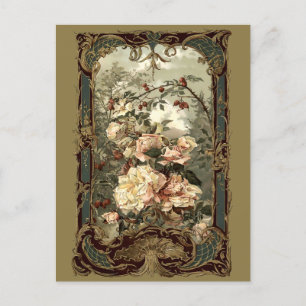 Victorian Era Roses & Baroque Rococo Frame Postcard