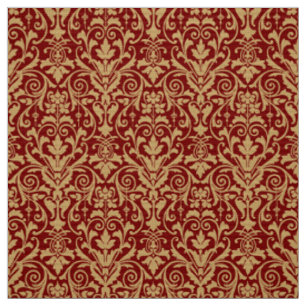 Victorian Era Scrolling Floral Foliage Pattern Fabric