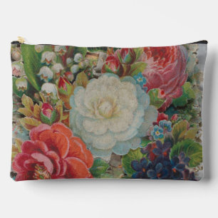 Victorian Era Valentine's Card, Floral Bouquet Accessory Pouch