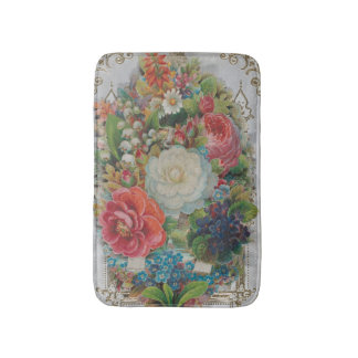 Victorian Era Valentine's Card, Floral Bouquet Bath Mat