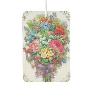 Victorian Era Valentine's Card, Floral Bouquet Car Air Freshener