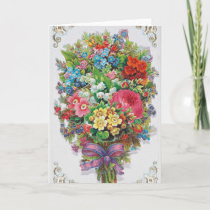Victorian Era Valentine's Card, Floral Bouquet Card