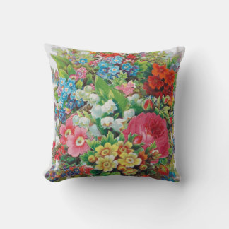 Victorian Era Valentine's Card, Floral Bouquet Cushion