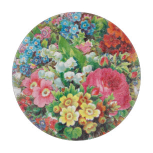 Victorian Era Valentine's Card, Floral Bouquet Cutting Board