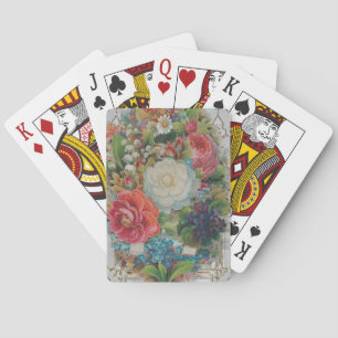 Victorian Era Valentine's Card, Floral Bouquet Playing Cards