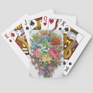 Victorian Era Valentine's Card, Floral Bouquet Playing Cards