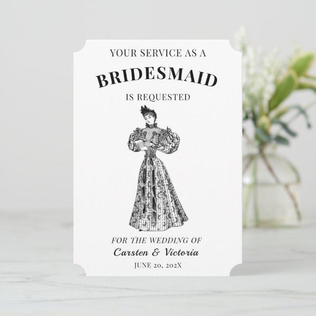 Victorian Era Vintage Bridesmaids Invitation (Standing Front)
