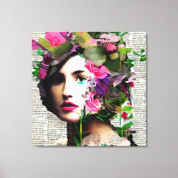 Victorian Era Vintage Woman with Pink Flowers