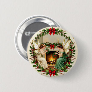 Victorian Fairies Christmas Spirirt 6 Cm Round Badge