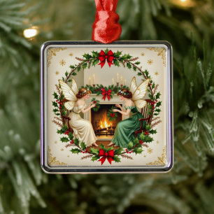 Victorian Fairies Christmas Spirirt Metal Tree Decoration