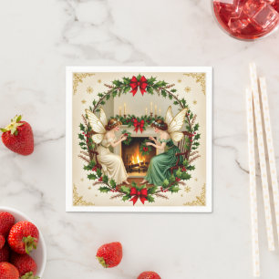 Victorian Fairies Christmas Spirirt Napkin
