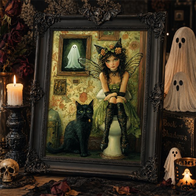 Victorian Fairy and Black Cat Halloween Wall Art (Creator Uploaded)