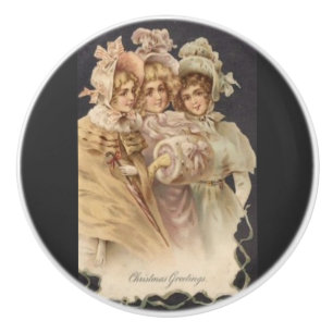 Victorian Fashion Vintage Christmas Ceramic Knob