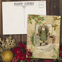 Victorian Father Christmas Floral Ephemera