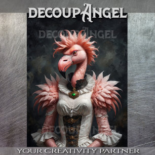 Victorian Female Flamingo  -Decoupage- Tissue Paper
