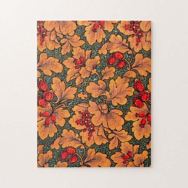 Victorian Floral and Leaf Pattern Nature Art Jigsaw Puzzle (Vertical)