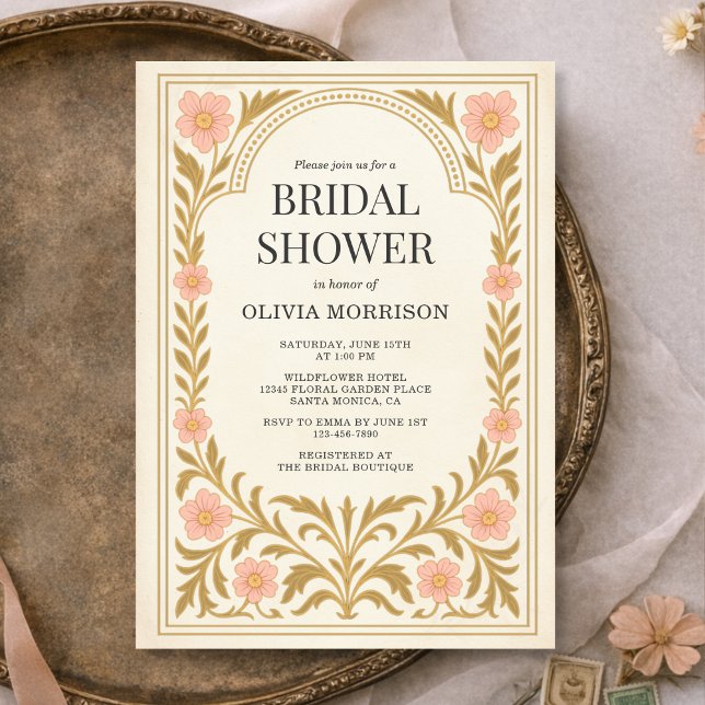 Victorian Floral Art Nouveau Bridal Shower Invitation (Creator Uploaded)