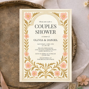 Victorian Floral Art Nouveau Couples Shower Invitation