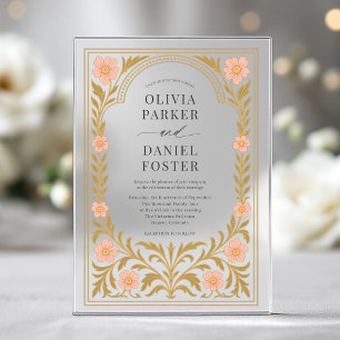 Victorian Floral Art Nouveau Wedding Acrylic Invitations